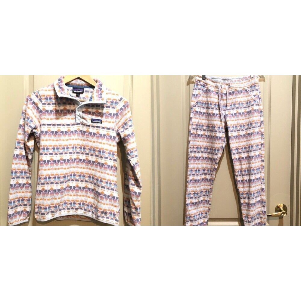 Patagonia Micro D Snap-T Fleece Pullover Long Sleeve Geometric Women's XS Set
